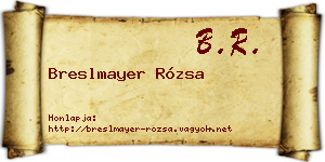 Breslmayer Rózsa névjegykártya